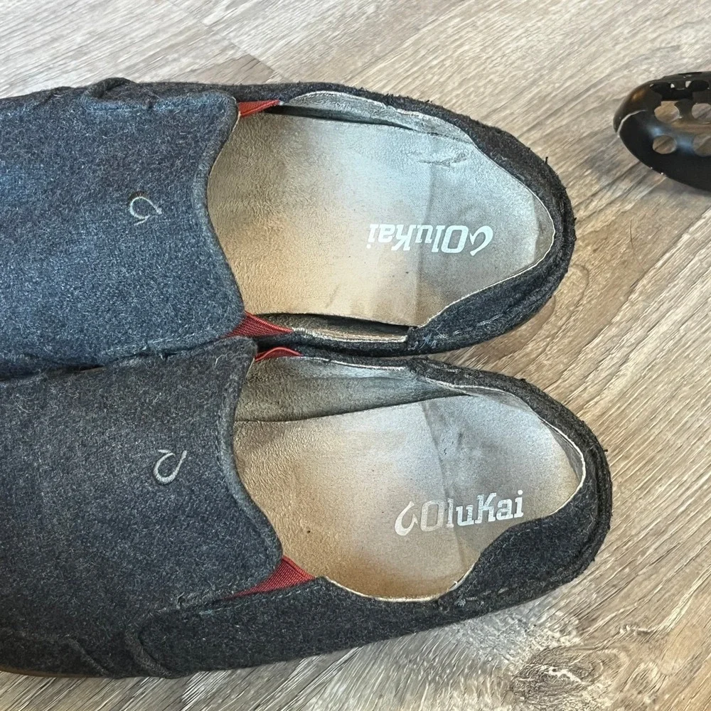 Olukai Nohea Wool Loafers Gray Slip On Shoes Drop In Heel Mens 8‎ EU 41